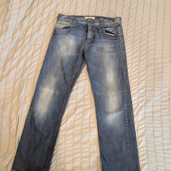 Moschino Men's Straight Jeans in Light Blue with Brown Accents - Picture 3 of 12